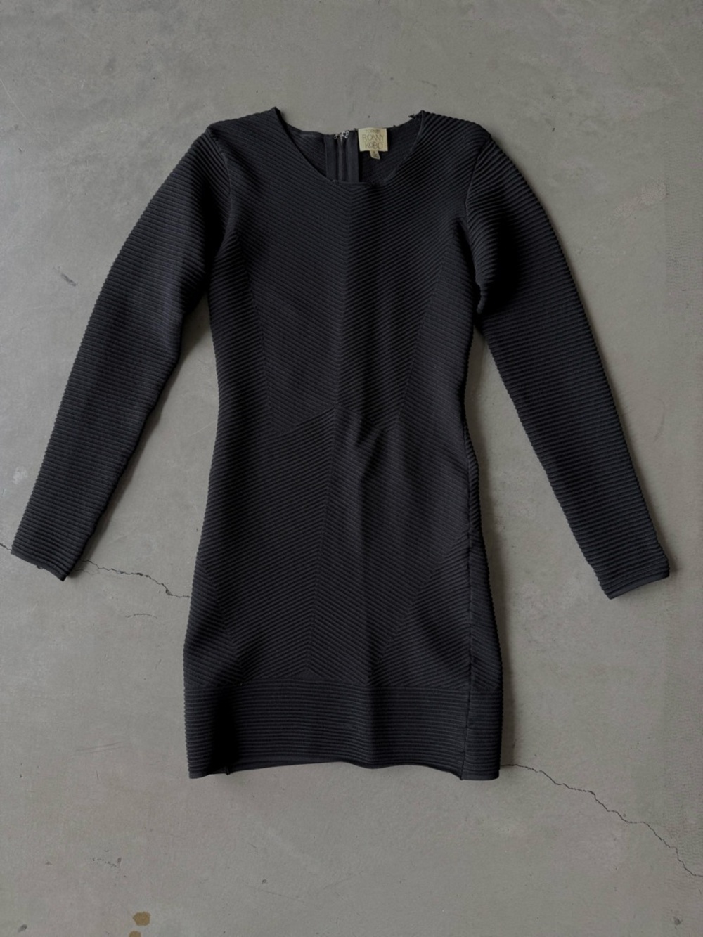 Torn by Ronny Kobo / Ribbed Bodycon Dress / Black